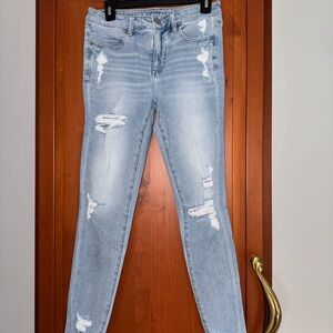 American Eagle Outfitters Blue Skinny Jeans Distressed